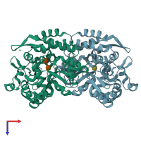 PDB entry 3ses coloured by chain, top view.