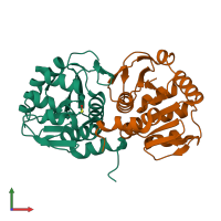 PDB entry 3sf8 coloured by chain, front view.