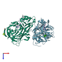 PDB entry 3sfc coloured by chain, top view.