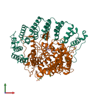 PDB entry 3sfx coloured by chain, front view.