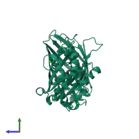 PDB entry 3sg2 coloured by chain, side view.