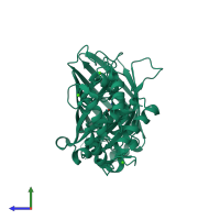 PDB entry 3sg3 coloured by chain, side view.