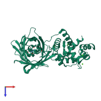 PDB entry 3sg4 coloured by chain, top view.