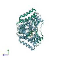 PDB entry 3sg9 coloured by chain, side view.