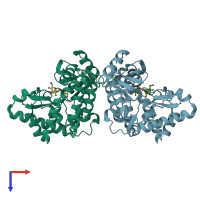 PDB entry 3sg9 coloured by chain, top view.