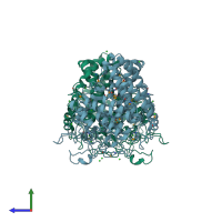 PDB entry 3sgh coloured by chain, side view.