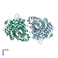 PDB entry 3sgh coloured by chain, top view.