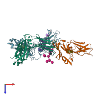 PDB entry 3sgk coloured by chain, top view.