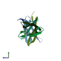 PDB entry 3sgr coloured by chain, side view.