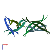 PDB entry 3sgr coloured by chain, top view.