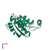 PDB entry 3sgw coloured by chain, top view.
