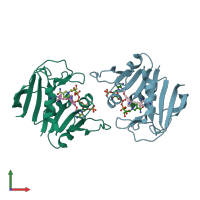 PDB entry 3sgy coloured by chain, front view.