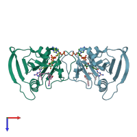 PDB entry 3sgy coloured by chain, top view.