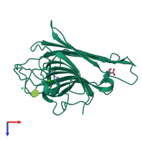 PDB entry 3sh3 coloured by chain, top view.