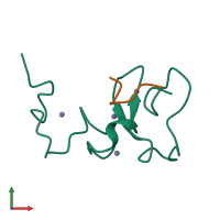 PDB entry 3shb coloured by chain, front view.