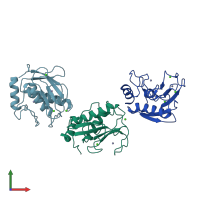 PDB entry 3shi coloured by chain, front view.