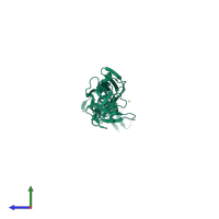 PDB entry 3shs coloured by chain, side view.