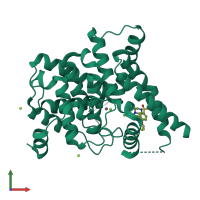 PDB entry 3shy coloured by chain, front view.