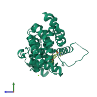 PDB entry 3shy coloured by chain, side view.