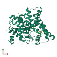 PDB entry 3shz coloured by chain, front view.