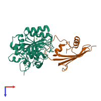 PDB entry 3sic coloured by chain, top view.
