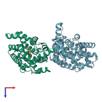 PDB entry 3sie coloured by chain, top view.