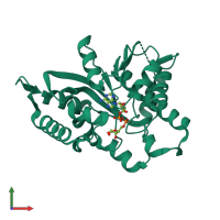 PDB entry 3sig coloured by chain, front view.