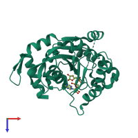 PDB entry 3sig coloured by chain, top view.