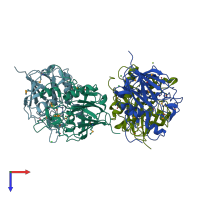 PDB entry 3siy coloured by chain, top view.