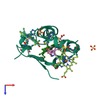 PDB entry 3sj0 coloured by chain, top view.