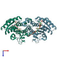 PDB entry 3sj7 coloured by chain, top view.