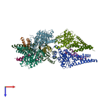 PDB entry 3sja coloured by chain, top view.