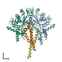 PDB entry 3sjb coloured by chain, front view.