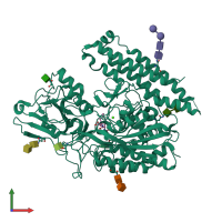 PDB entry 3sje coloured by chain, front view.