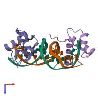 PDB entry 3sjm coloured by chain, top view.