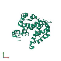 PDB entry 3sjs coloured by chain, front view.