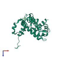 PDB entry 3sjs coloured by chain, top view.
