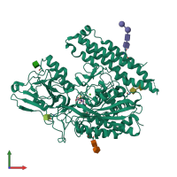 PDB entry 3sjx coloured by chain, front view.