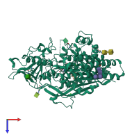 PDB entry 3sjx coloured by chain, top view.
