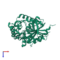 PDB entry 3sk0 coloured by chain, top view.