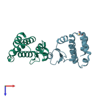 PDB entry 3sk7 coloured by chain, top view.