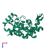 PDB entry 3sk9 coloured by chain, top view.