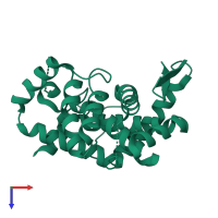 PDB entry 3skd coloured by chain, top view.