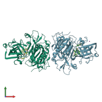 PDB entry 3skf coloured by chain, front view.