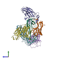 PDB entry 3skj coloured by chain, side view.