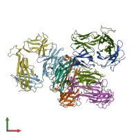 PDB entry 3skn coloured by chain, front view.