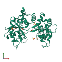 PDB entry 3skp coloured by chain, front view.