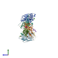 PDB entry 3sku coloured by chain, side view.