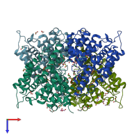 PDB entry 3sl3 coloured by chain, top view.