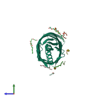 PDB entry 3slj coloured by chain, side view.